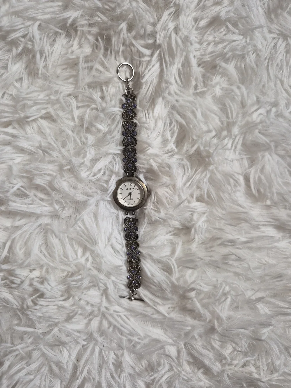 Vintage Y2K Watch Geneva Metal Bead Band Purple Rhinestones Fairycore Fairy ✨️💫